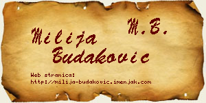 Milija Budaković vizit kartica